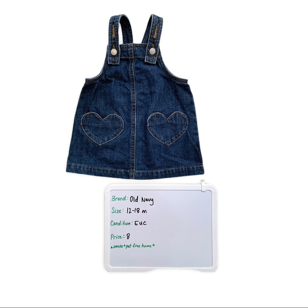old navy denim overall dress with hearts